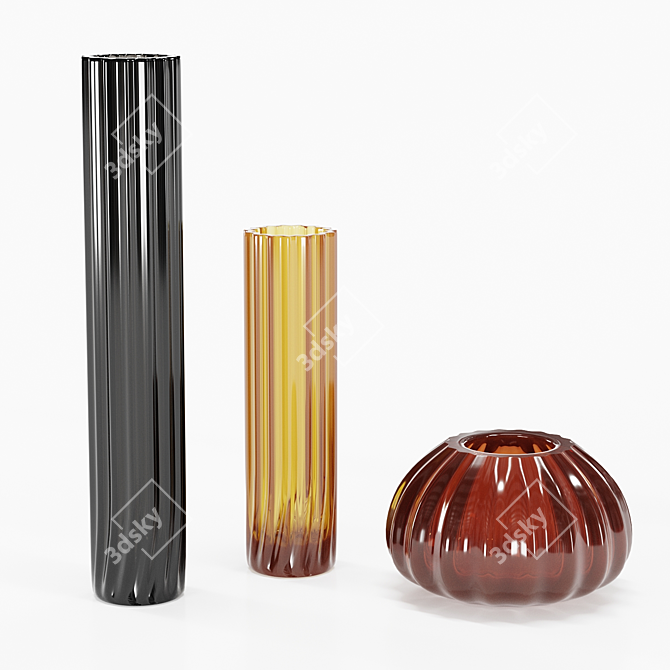 Reflex Murano Glass Vases: Set No4 3D model image 3