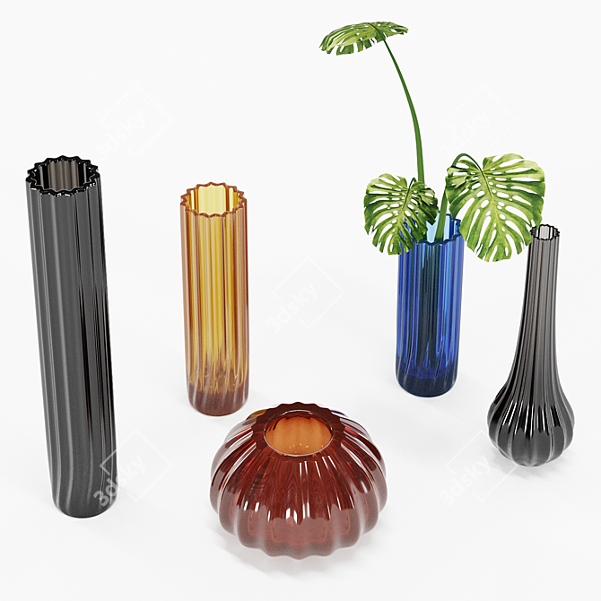 Reflex Murano Glass Vases: Set No4 3D model image 4