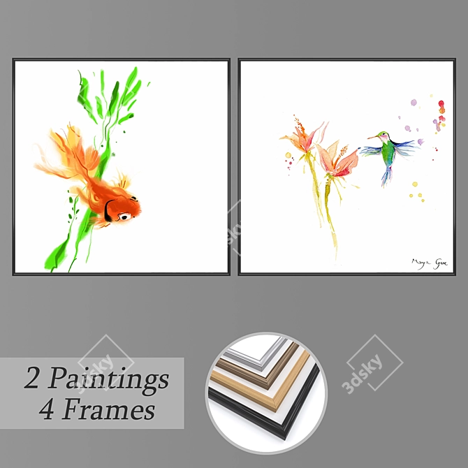 Elegant Wall Art Set 1853 3D model image 1