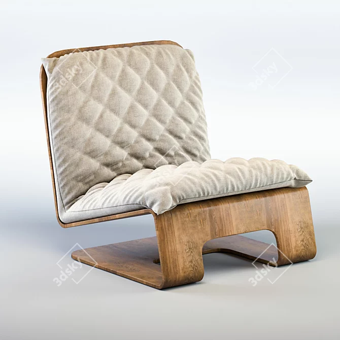 Elegant MOS Lounge Chair: Unique Design, Wood Frame 3D model image 2