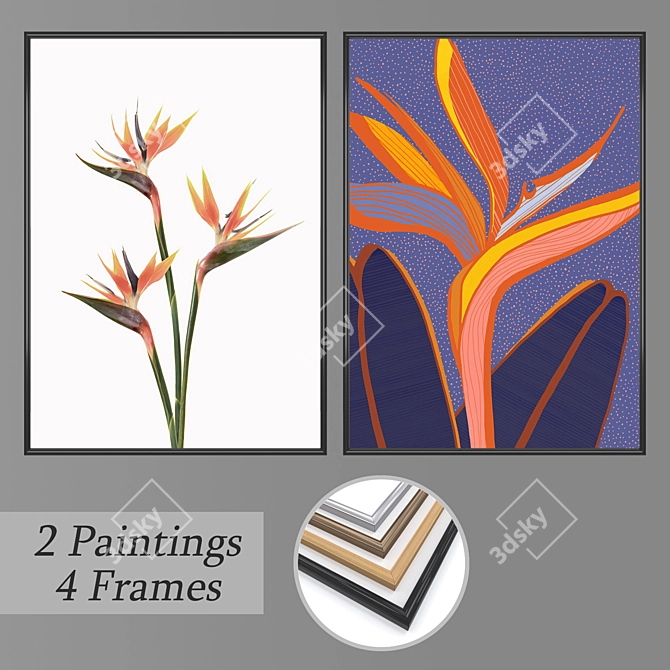 Elegant Wall Art Set No. 1857 3D model image 1