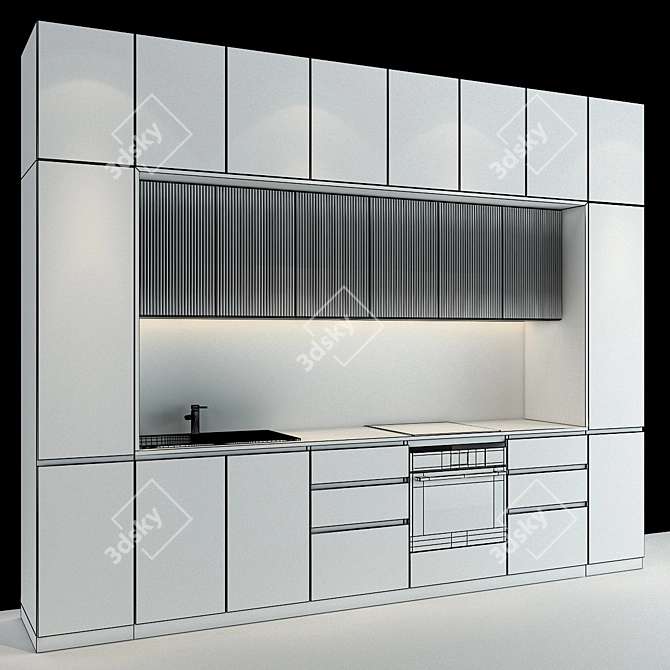 Sleek 45-Piece Modern Kitchen Set 3D model image 3