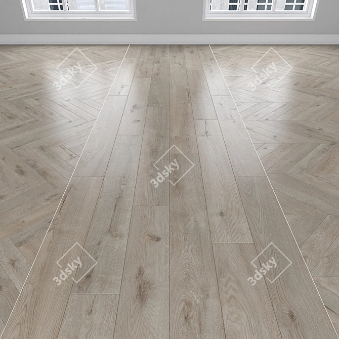 Oak Parquet: Herringbone, Linear & Chevron 3D model image 1