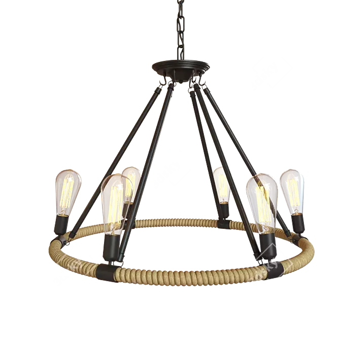 Vintage Rope Pendant Light - LOFT1861/6 3D model image 2