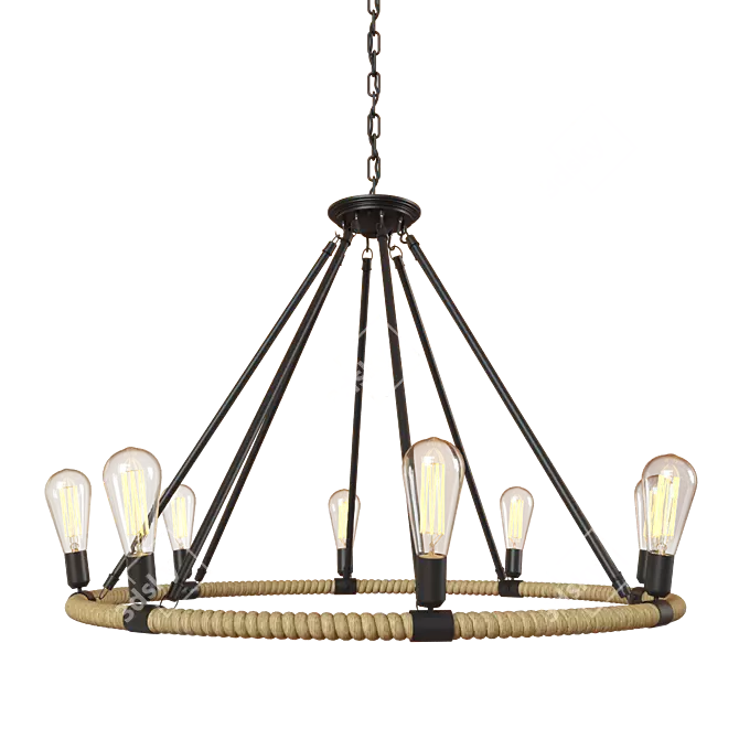 Vintage Industrial Loft Pendant Light 3D model image 2