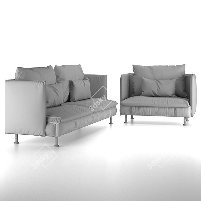 Cozy and Stylish Living Room Set 3D model image 5