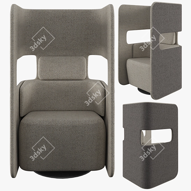 Compact Office Seat: W-700xD-650xH-1260 3D model image 2