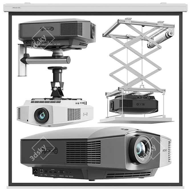 Sony VPL HW65 Projector: Superior Image Quality 3D model image 1