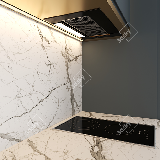 Modern Compact Kitchen: Versatile Design, High-Quality Textures 3D model image 2