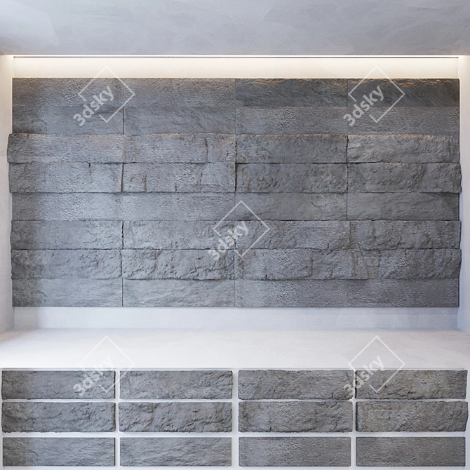 Stylish Stone Wall Tile Collection 3D model image 2