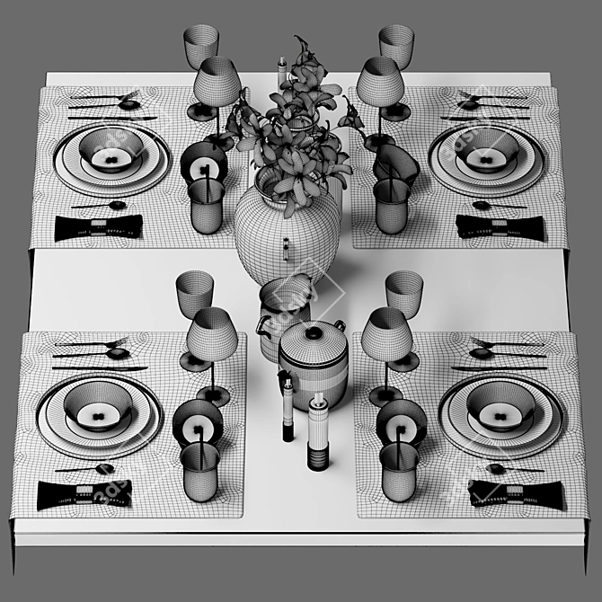 Exquisite Dining Experience: Luxury Table Setting 3D model image 5