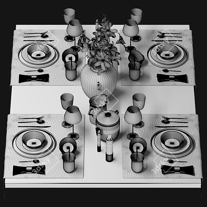 Exquisite Dining Experience: Luxury Table Setting 3D model image 11
