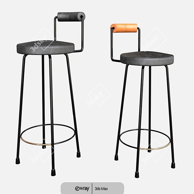 Modern Bar Chair Set - Versatile Design 3D model image 1