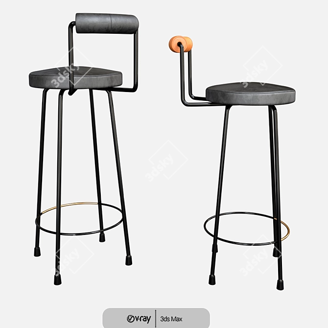 Modern Bar Chair Set - Versatile Design 3D model image 2