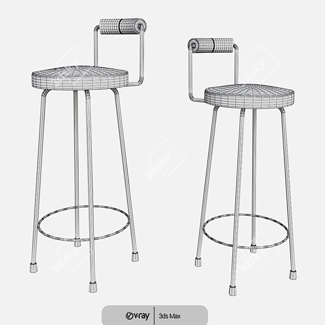 Modern Bar Chair Set - Versatile Design 3D model image 4