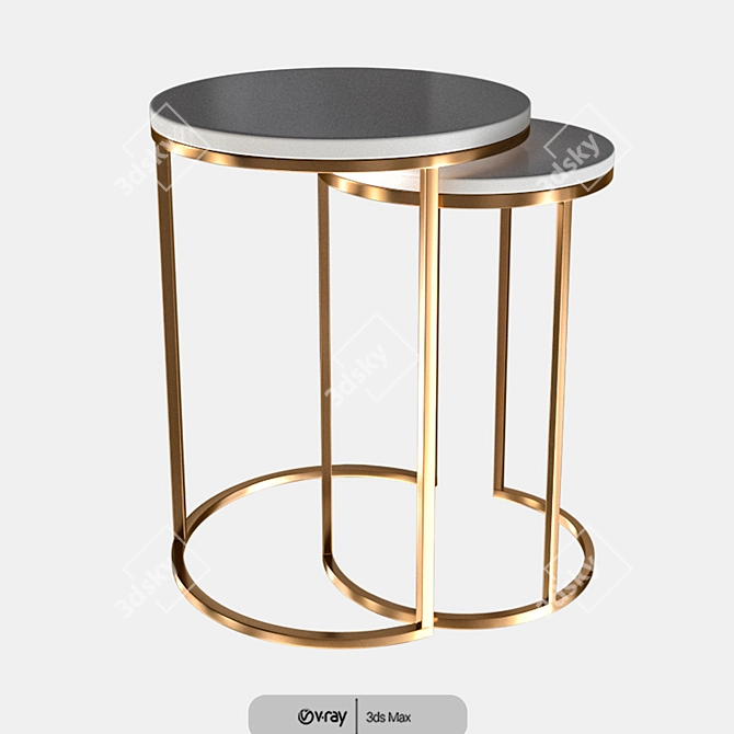 Sleek Round Nesting Side Tables 3D model image 2