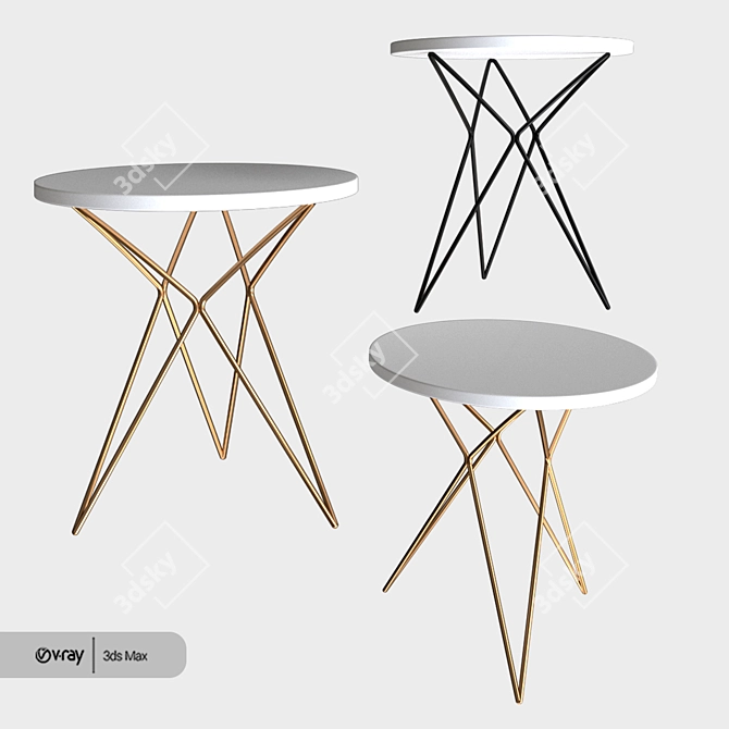 Elegant Adeline Bone Inlay Table 3D model image 2