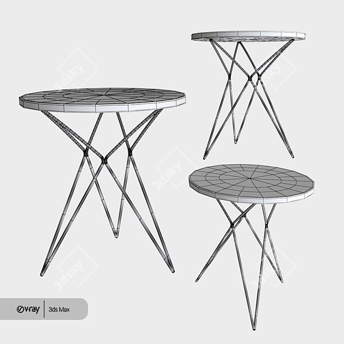 Elegant Adeline Bone Inlay Table 3D model image 3