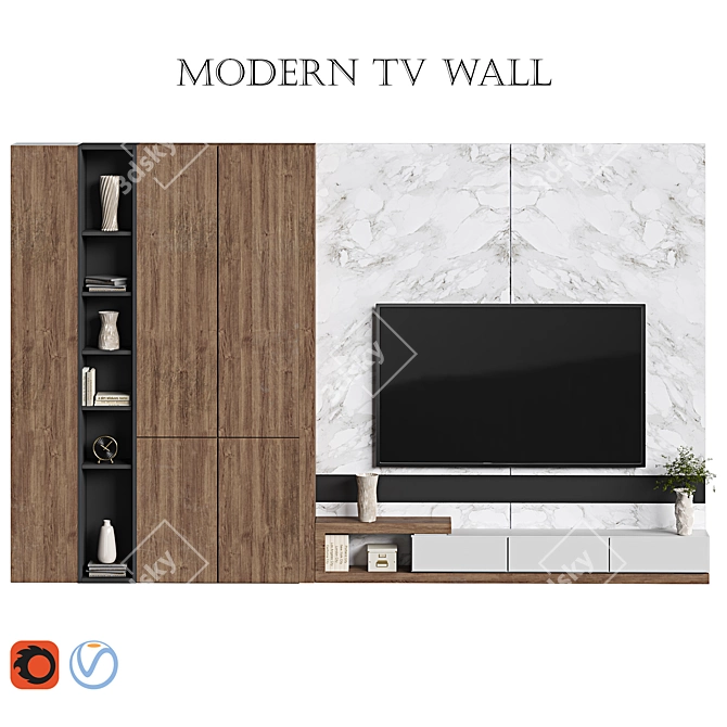 Sleek TV Wall Mount Solution 3D model image 1