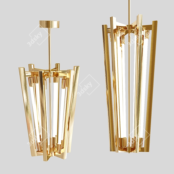 Enchanting Brass Suspension Lamp 3D model image 1