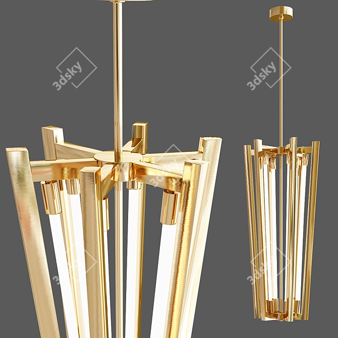 Enchanting Brass Suspension Lamp 3D model image 2