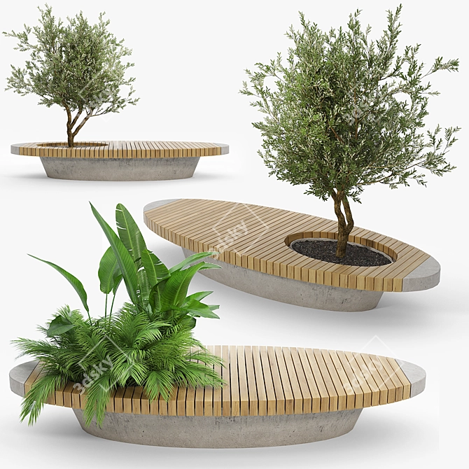 Floral Bench: Stylish Garden Seating 3D model image 1