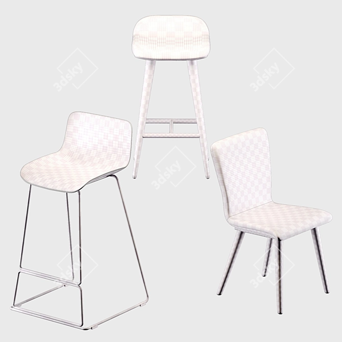 Elegant Baya Blue Counter Stool 3D model image 5