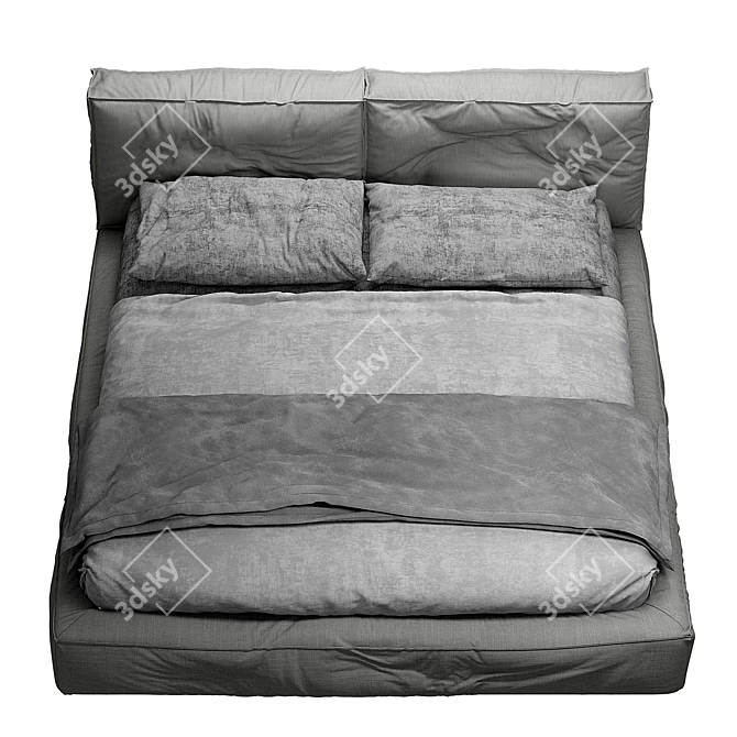 Twils Academy Piuma Double Bed: Sleek Elegance for a Luxurious Sleep 3D model image 2