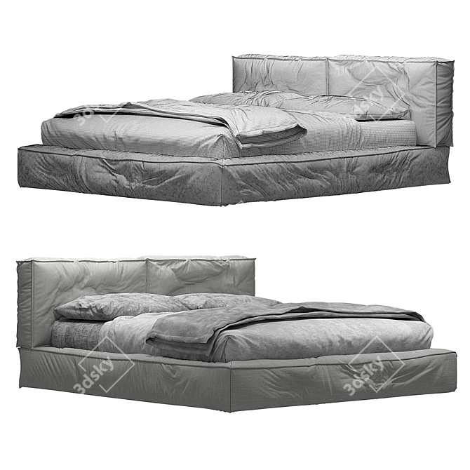 Twils Academy Piuma Double Bed: Sleek Elegance for a Luxurious Sleep 3D model image 3