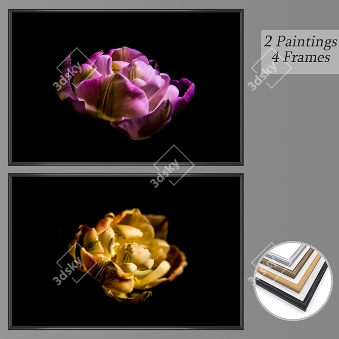 Elegant Framed Wall Art Set 3D model image 1