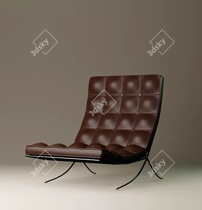 Elegant Leather Armchair 3D model image 1