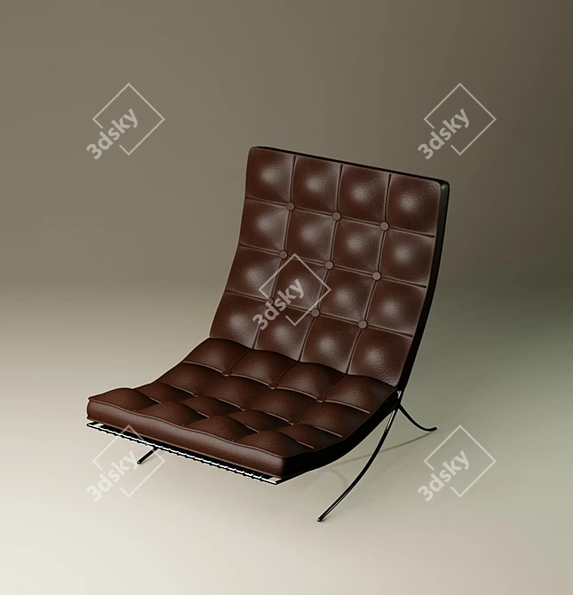 Elegant Leather Armchair 3D model image 4