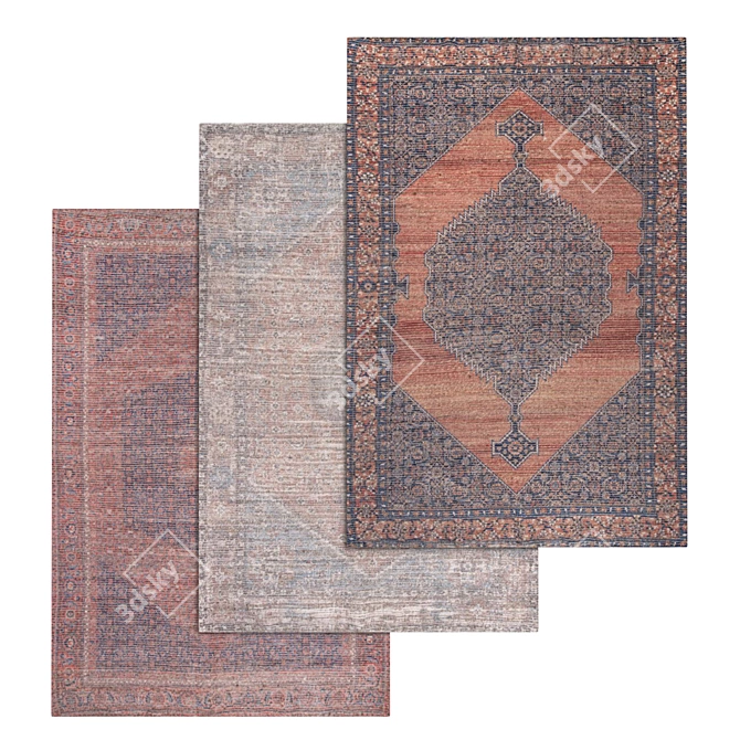 Title: Luxury Carpet Set: High-Quality Textures-3 Variants 3D model image 1