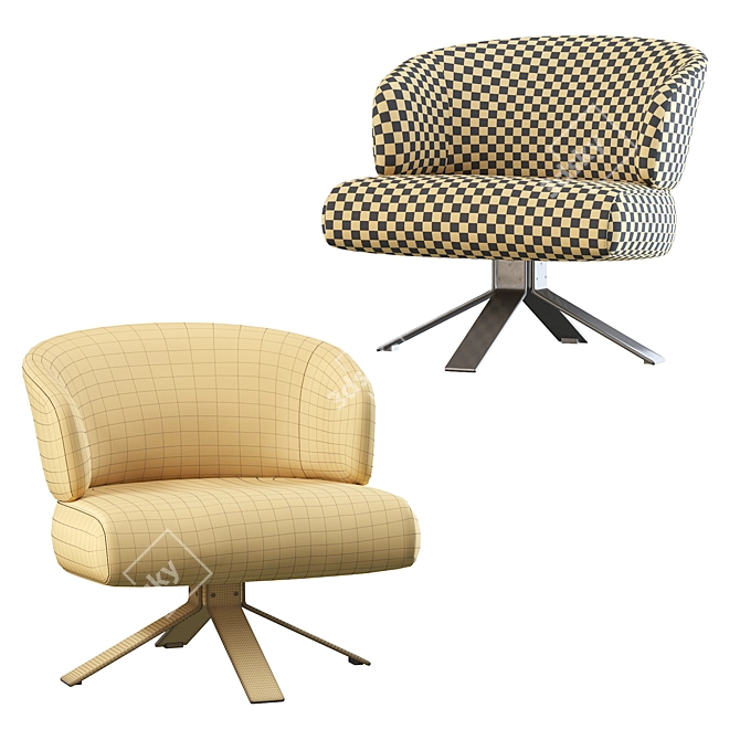 Graceful and Compact: Reeves Small Armchair 3D model image 5