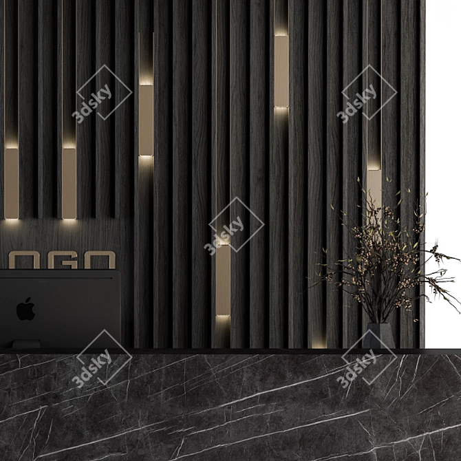 Modern Reception Desk and Wall Art 3D model image 5