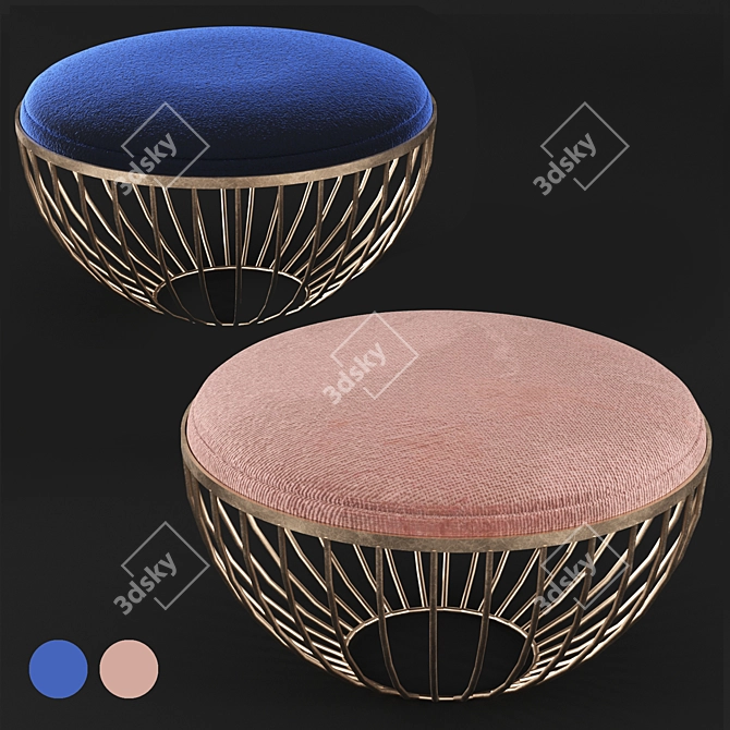 Metallic Interior Ottoman 3D model image 1