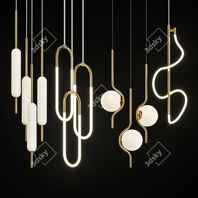  Stylish Pendant Lights Collection 3D model image 2