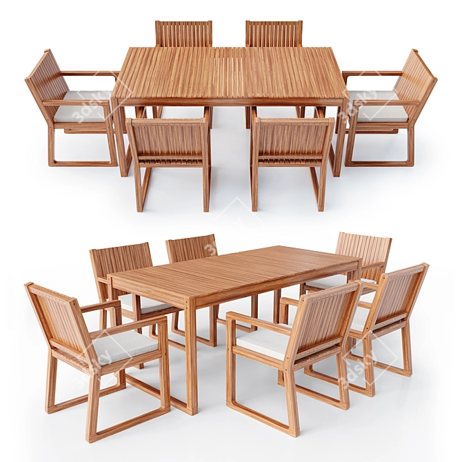 Sleek and Stylish Garden Dining Set 3D model image 1