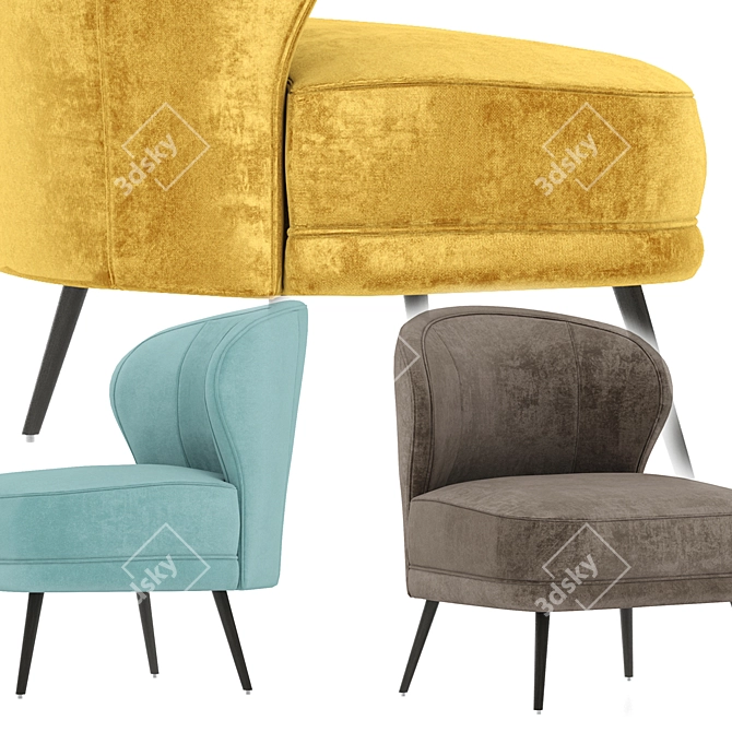 Elegant Flax Linen Kitts Chair 3D model image 2