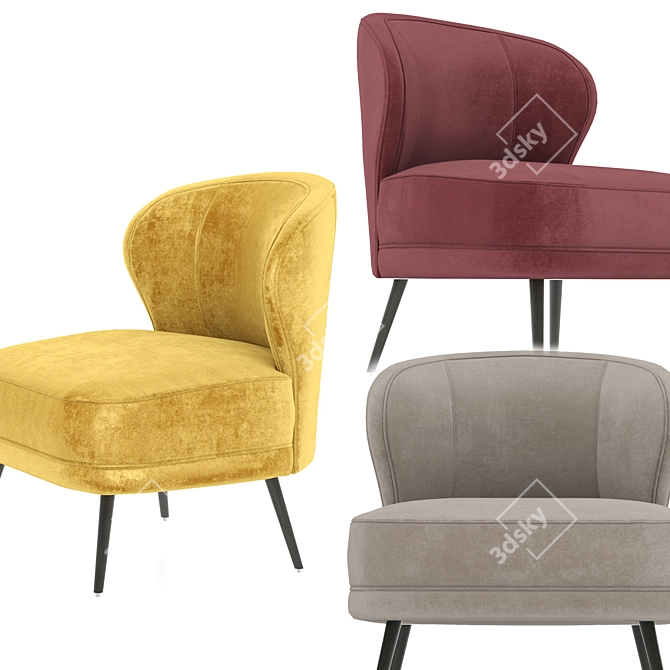 Elegant Flax Linen Kitts Chair 3D model image 3