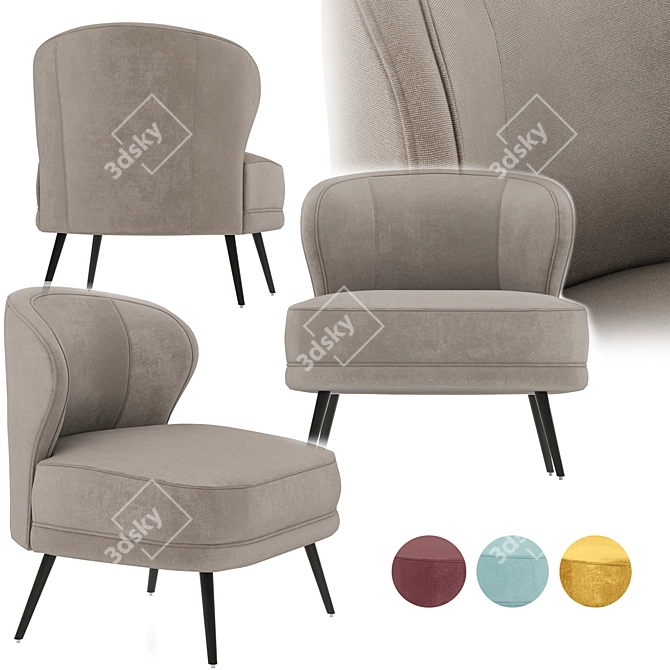 Elegant Flax Linen Kitts Chair 3D model image 4