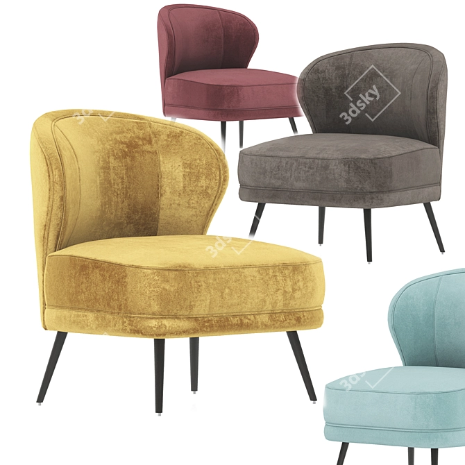 Elegant Flax Linen Kitts Chair 3D model image 8