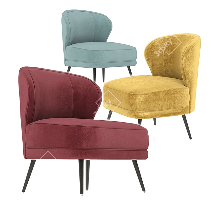 Elegant Flax Linen Kitts Chair 3D model image 9