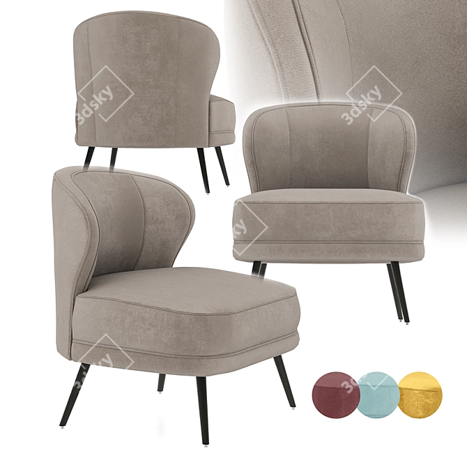 Elegant Flax Linen Kitts Chair 3D model image 10