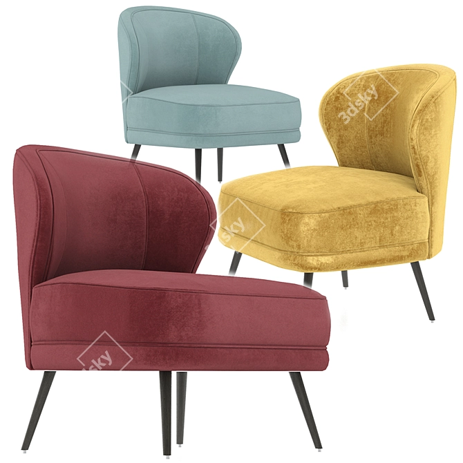 Elegant Flax Linen Kitts Chair 3D model image 13