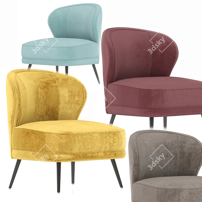 Elegant Flax Linen Kitts Chair 3D model image 17