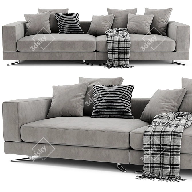 Elegant Minotti White Sofa 3D model image 2