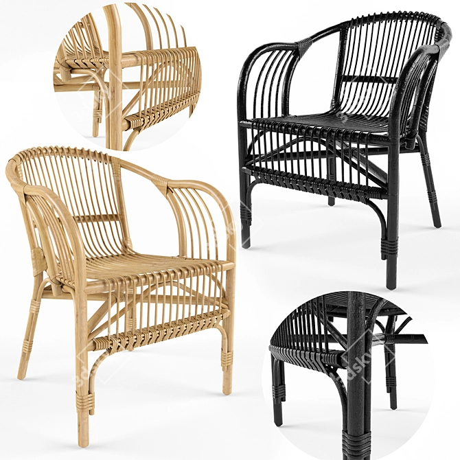 Pari Rattan Chair: Organic Elegance for Your Space 3D model image 1