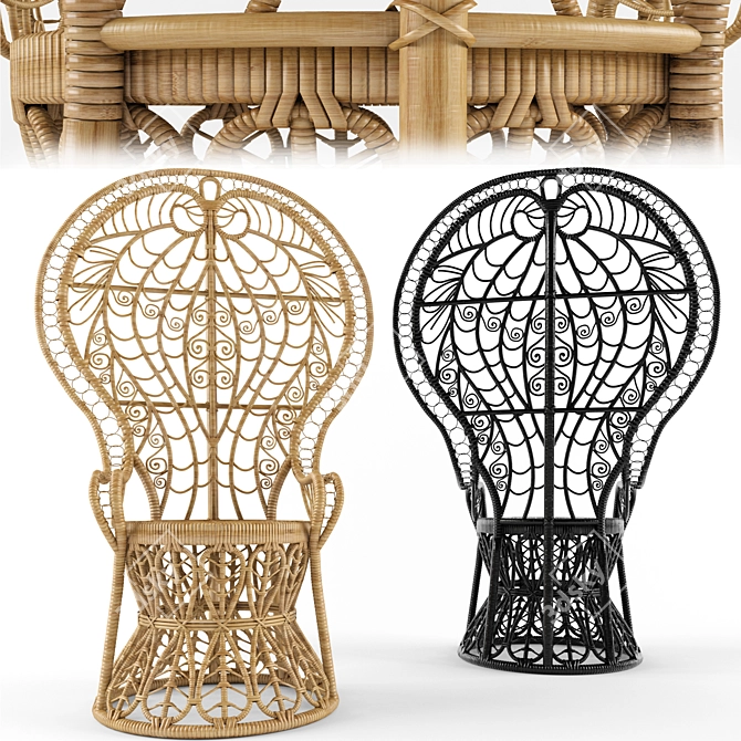 Natural Rattan Outdoor Chair 3D model image 1