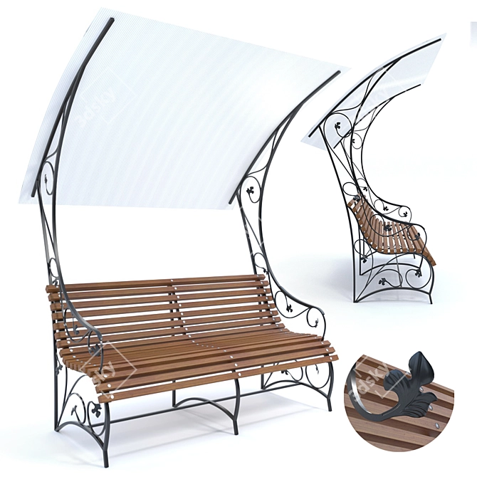 Park Canopy Bench: Elegant Outdoor Seating 3D model image 1